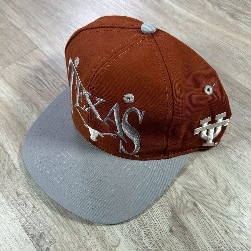 VTG Texas Longhorns Snapback Hat College The Game Orange Gray Big Logo Cap